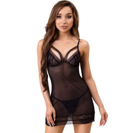 LIVCO CORSETTI FASHION - TIANA LC 20208 CAMISA + TANGA NEGRO L/XL - CandyHot - Foto 1