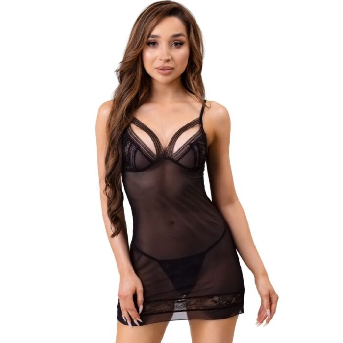 LIVCO CORSETTI FASHION - TIANA LC 20208 CAMISA + TANGA NEGRO S/M - CandyHot - Foto 1