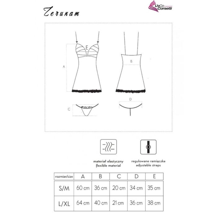 LIVCO CORSETTI FASHION - ZERUNAM SET BABYDOLL + TANGA NEGRO S/M - CandyHot - Foto 5
