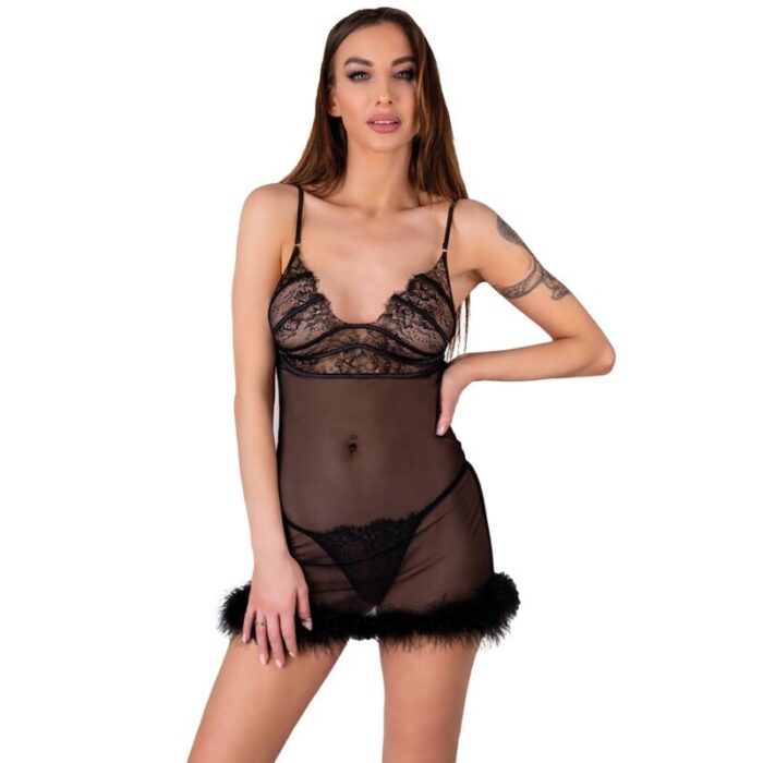 LIVCO CORSETTI FASHION - ZERUNAM SET BABYDOLL + TANGA NEGRO S/M - CandyHot - Foto 1