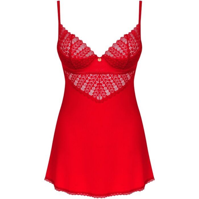 OBSESSIVE - INGRIDIA CHEMISE & TANGA ROJO XS/S - CandyHot - Foto 5