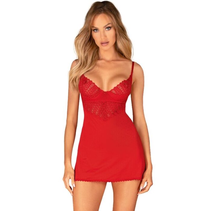 OBSESSIVE - INGRIDIA CHEMISE & TANGA ROJO XS/S - CandyHot - Foto 1