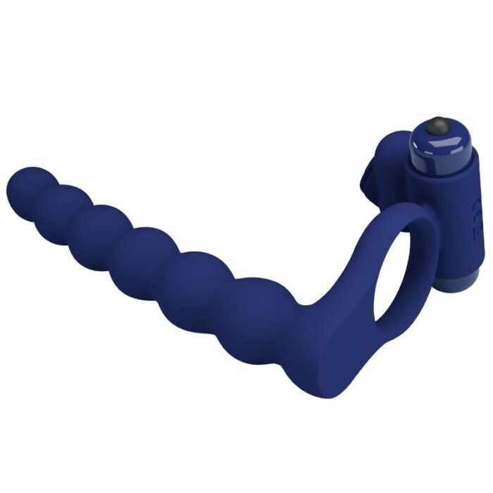 PRETTY LOVE - AJMAL ANILLO VIBRADOR CON PLUG AZUL - CandyHot - Foto 3