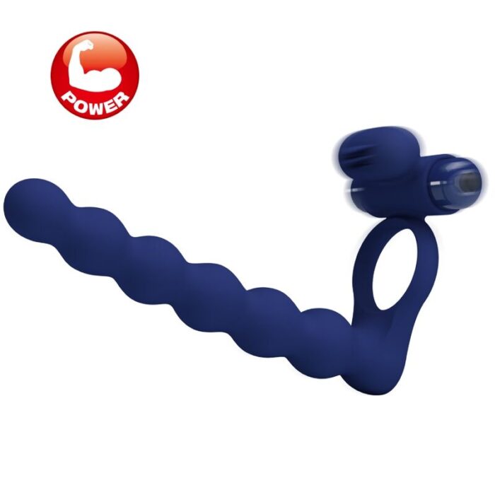 PRETTY LOVE - AJMAL ANILLO VIBRADOR CON PLUG AZUL - CandyHot - Foto 6