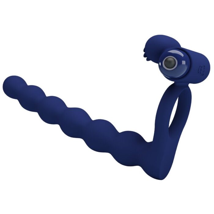 PRETTY LOVE - AJMAL ANILLO VIBRADOR CON PLUG AZUL - CandyHot - Foto 1