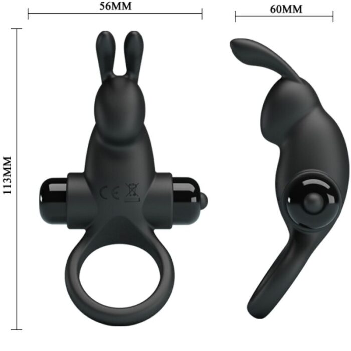 PRETTY LOVE - ANILLO VIBRADOR + ESTIMULADOR RABBIT CLÍTORIS 10 VIBRACIONES NEGRO - CandyHot - Foto 3