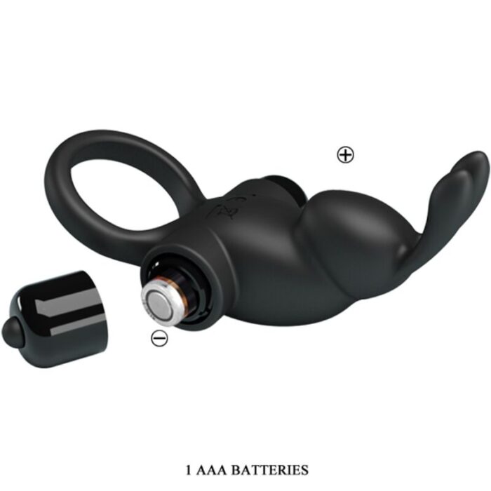 PRETTY LOVE - ANILLO VIBRADOR + ESTIMULADOR RABBIT CLÍTORIS 10 VIBRACIONES NEGRO - CandyHot - Foto 5