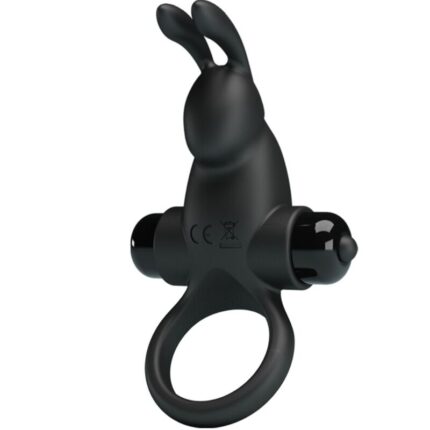 PRETTY LOVE - ANILLO VIBRADOR + ESTIMULADOR RABBIT CLÍTORIS 10 VIBRACIONES NEGRO - CandyHot - Foto 1