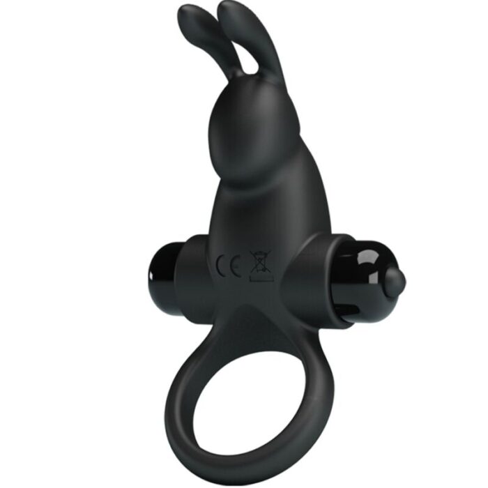 PRETTY LOVE - ANILLO VIBRADOR + ESTIMULADOR RABBIT CLÍTORIS 10 VIBRACIONES NEGRO - CandyHot - Foto 1