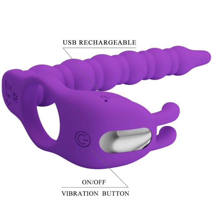 PRETTY LOVE - BLACKNEY ANILLO PENE CON PLUG VIBRADOR LILA - CandyHot - Foto 5