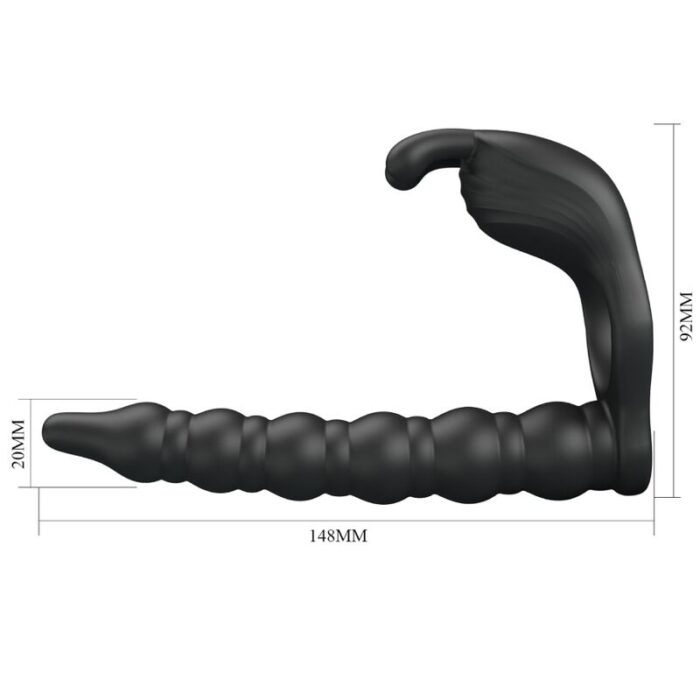PRETTY LOVE - BLACKNEY ANILLO PENE CON PLUG VIBRADOR NEGRO - CandyHot - Foto 5