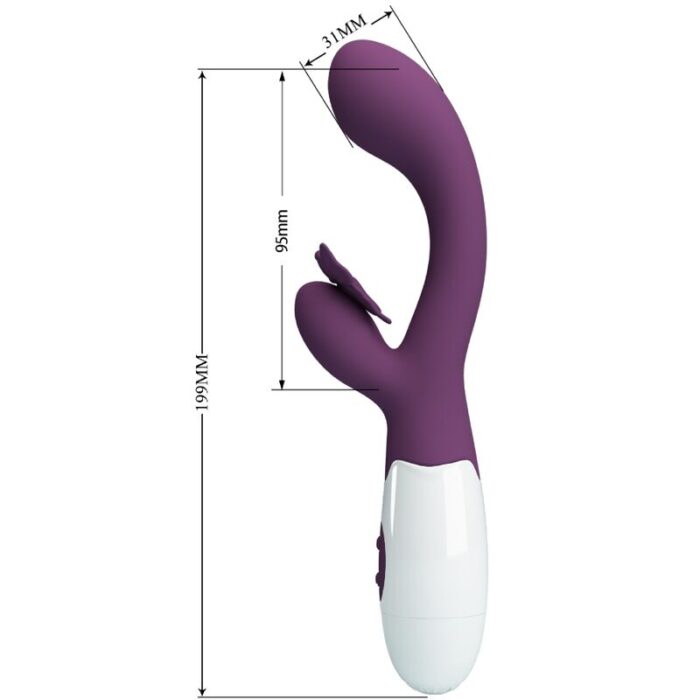 PRETTY LOVE - BUTTERFLY KISS VIBRADOR RABBIT & ESTIMULADOR PUNTO G MORADO - CandyHot - Foto 3