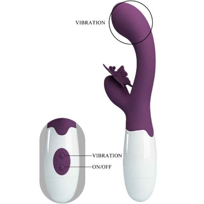 PRETTY LOVE - BUTTERFLY KISS VIBRADOR RABBIT & ESTIMULADOR PUNTO G MORADO - CandyHot - Foto 4