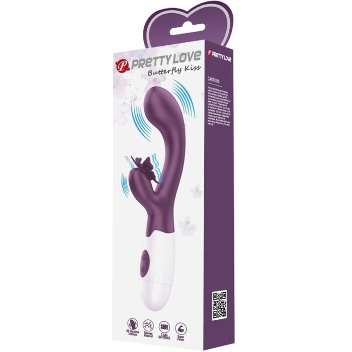 PRETTY LOVE - BUTTERFLY KISS VIBRADOR RABBIT & ESTIMULADOR PUNTO G MORADO - CandyHot - Foto 6