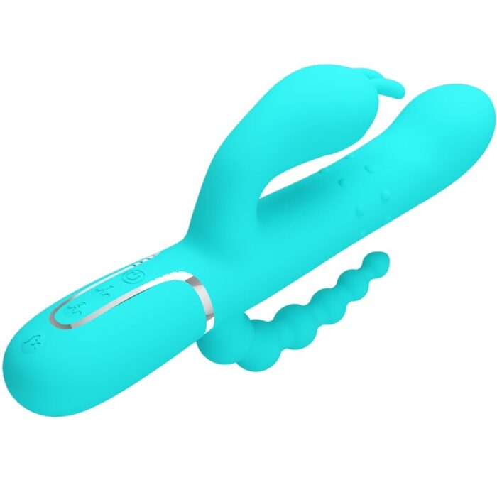 PRETTY LOVE - CAMMY TRIPLE VIBRADOR RABBIT MULTIFUNCIÓN 4 EN 1 AZUL - CandyHot - Foto 3