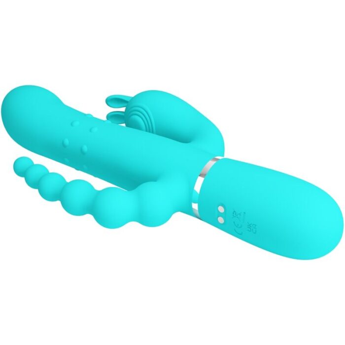 PRETTY LOVE - CAMMY TRIPLE VIBRADOR RABBIT MULTIFUNCIÓN 4 EN 1 AZUL - CandyHot - Foto 5