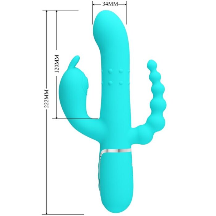 PRETTY LOVE - CAMMY TRIPLE VIBRADOR RABBIT MULTIFUNCIÓN 4 EN 1 AZUL - CandyHot - Foto 6