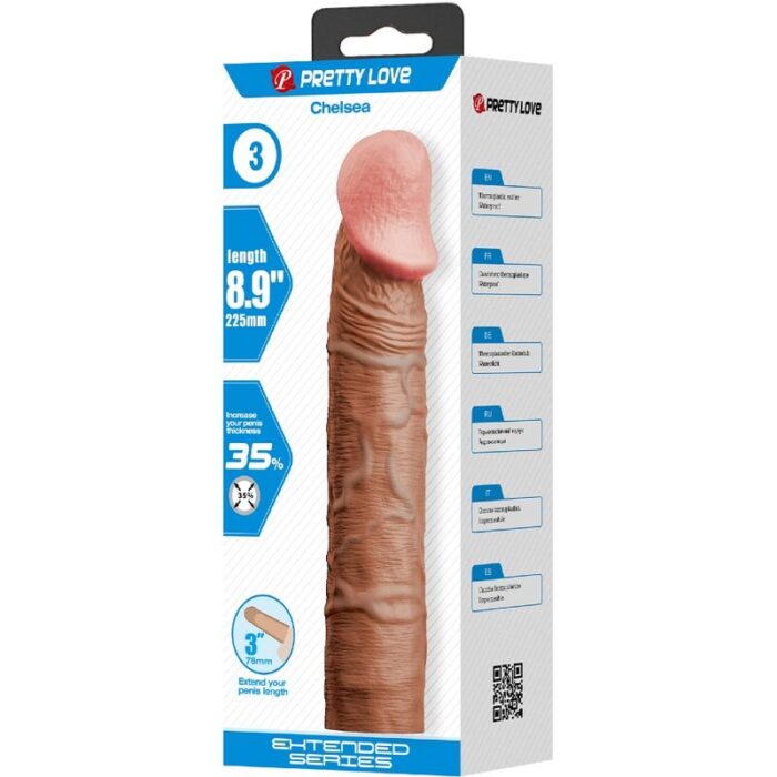 PRETTY LOVE - CHELSEA FUNDA PENE CON EXTENSIÓN DE 7.6 CM MULATO - CandyHot - Foto 5