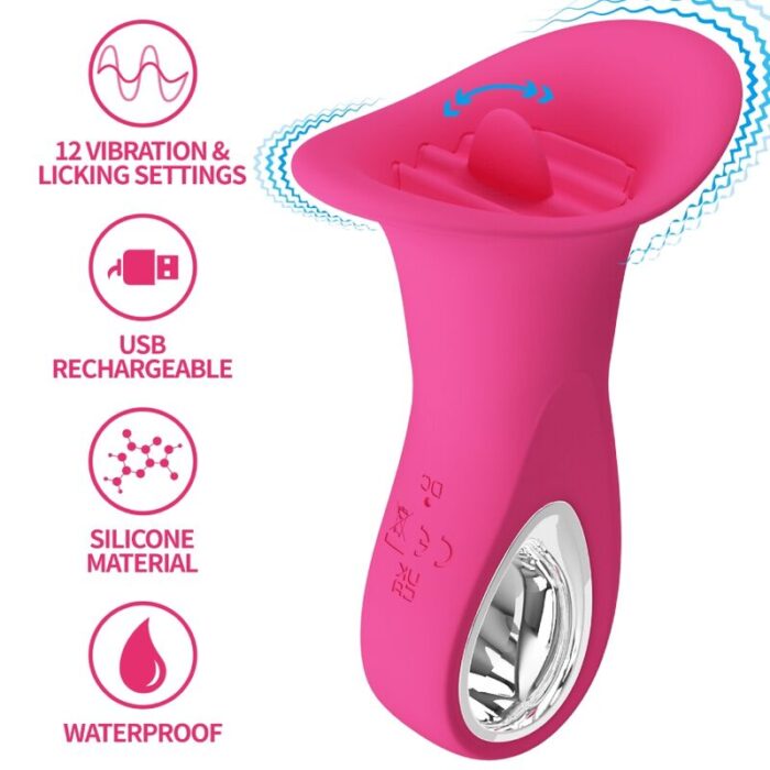 PRETTY LOVE - CLYDE VIBRADOR ORAL LENGUA VIBRADORA 12 VIBRACIONES ROSA - CandyHot - Foto 1