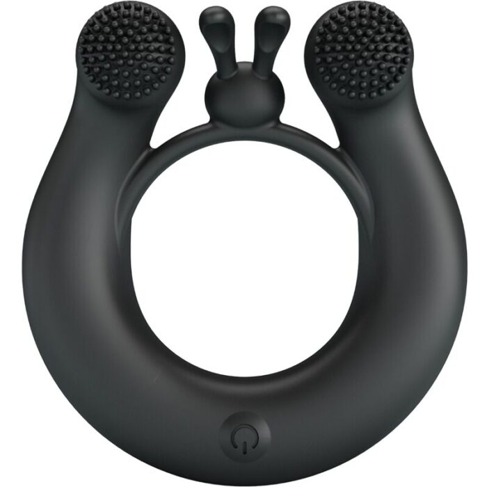 PRETTY LOVE - DAHLIA ANILLO VIBRADOR + ESTIMULADOR DE CLÍTOIS 12 VIBRACIONES NEGRO - CandyHot - Foto 1