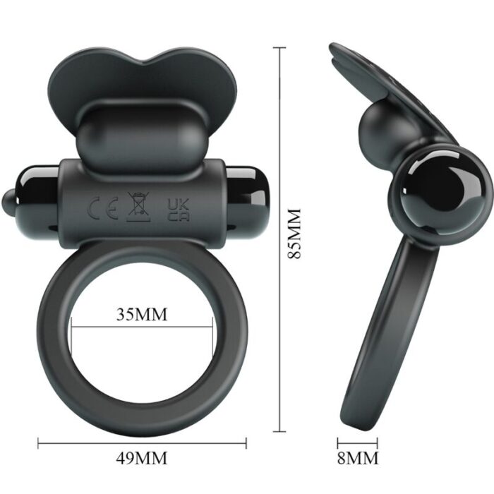 PRETTY LOVE - DEBONAIRE ANILLO VIBRADOR CONEJO 10 VIBRACIONES NEGRO - CandyHot - Foto 4