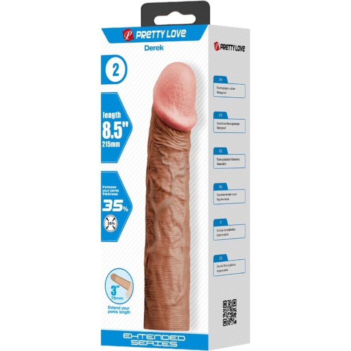 PRETTY LOVE - DEREK FUNDA PENE CON EXTENSIÓN DE 7.6 CM MULATO - CandyHot - Foto 5