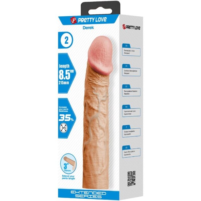PRETTY LOVE - DEREK FUNDA PENE CON EXTENSIÓN DE 7.6 CM NATURAL - CandyHot - Foto 5