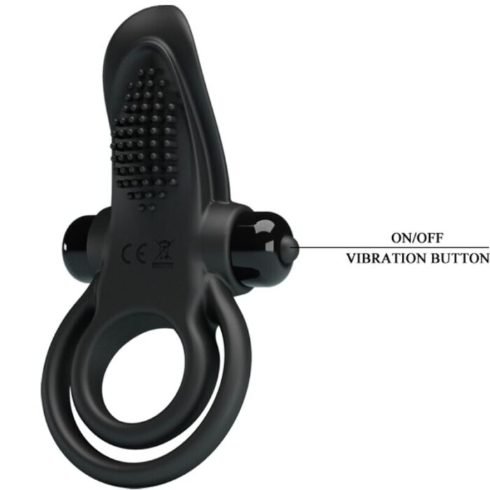 PRETTY LOVE - DOBLE ANILLO VIBRADOR + ESTIMULADOR CLÍTORIS 10 VIBRACIONES NEGRO - CandyHot - Foto 4