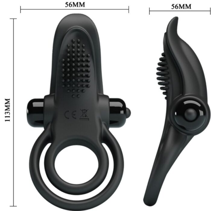 PRETTY LOVE - DOBLE ANILLO VIBRADOR + ESTIMULADOR CLÍTORIS 10 VIBRACIONES NEGRO - CandyHot - Foto 5
