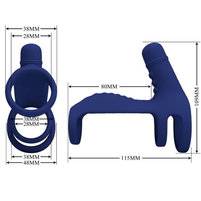 PRETTY LOVE - ELISH ANILLO VIBRADOR CON EXTENSIÓN AZUL - CandyHot - Foto 4