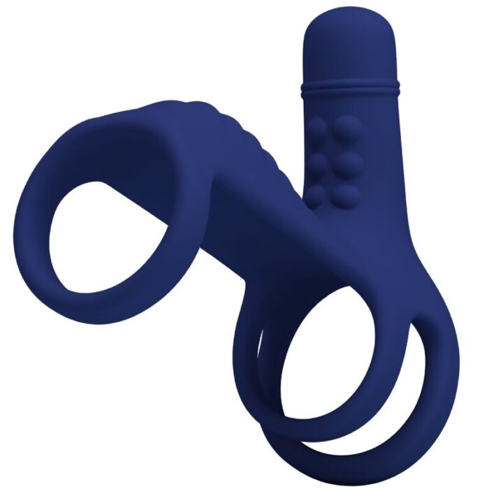PRETTY LOVE - ELISH ANILLO VIBRADOR CON EXTENSIÓN AZUL - CandyHot - Foto 1