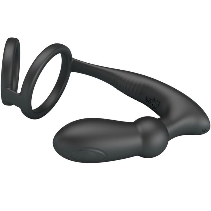 PRETTY LOVE - EMONI ANILLO PENE + PLUG ANAL 12 VIBRACIONES NEGRO - CandyHot - Foto 3