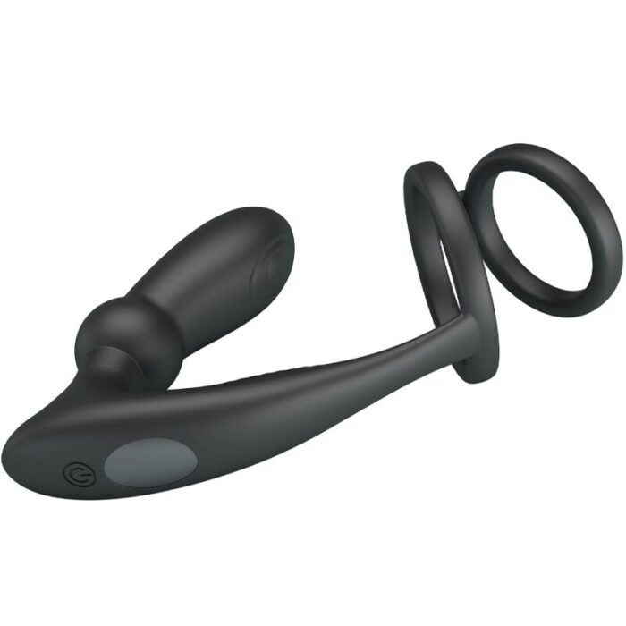 PRETTY LOVE - EMONI ANILLO PENE + PLUG ANAL 12 VIBRACIONES NEGRO - CandyHot - Foto 4