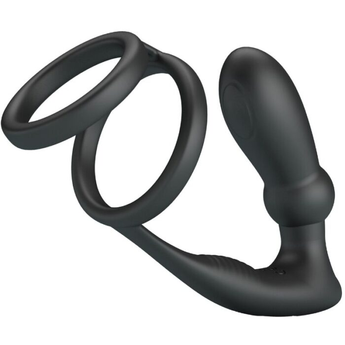 PRETTY LOVE - EMONI ANILLO PENE + PLUG ANAL 12 VIBRACIONES NEGRO - CandyHot - Foto 1