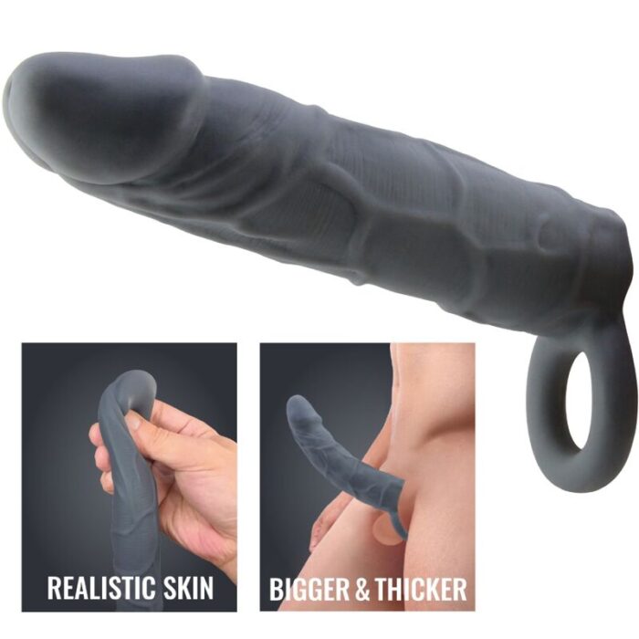 PRETTY LOVE - FUNDA DE PENE DE PIEL REALÍSTICA GRIS OSCURO - CandyHot - Foto 4
