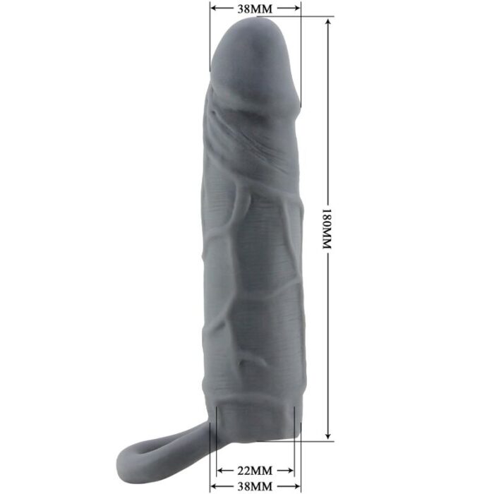 PRETTY LOVE - FUNDA DE PENE DE PIEL REALÍSTICA GRIS OSCURO - CandyHot - Foto 5
