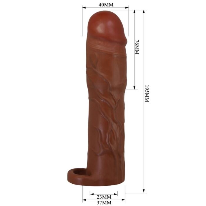 PRETTY LOVE - GERD FUNDA PARA PENE CON EXTENSIÓN DE 7.6 CM MULATO - CandyHot - Foto 6