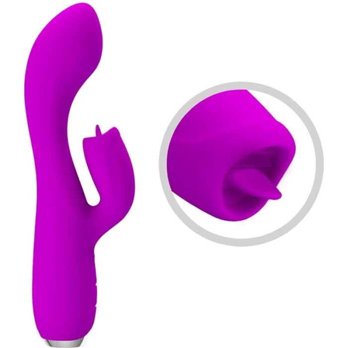 PRETTY LOVE - GLORIA VIBRADOR CONEJO RECARGABLE-IMPERMEABLE MORADO - CandyHot - Foto 5