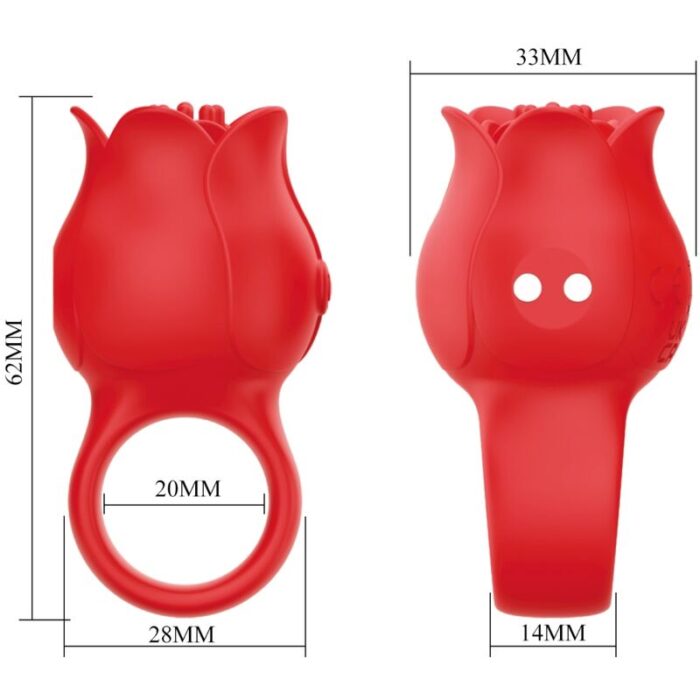 PRETTY LOVE - JAE VIBRADOR DE DEDO FORMA DE ROSA 10 VIBRACIONES ROJO - CandyHot - Foto 6