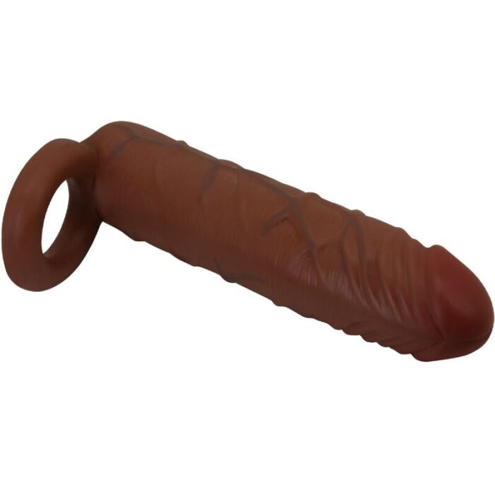 PRETTY LOVE - KAILE FUNDA PARA PENE CON EXTENSIÓN DE 2.5 CM MULATO - CandyHot - Foto 4