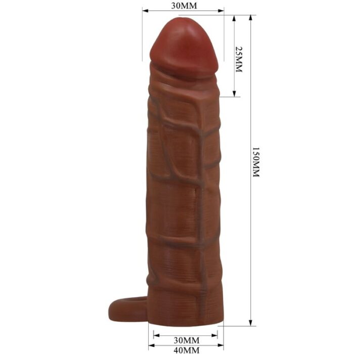 PRETTY LOVE - KAILE FUNDA PARA PENE CON EXTENSIÓN DE 2.5 CM MULATO - CandyHot - Foto 5