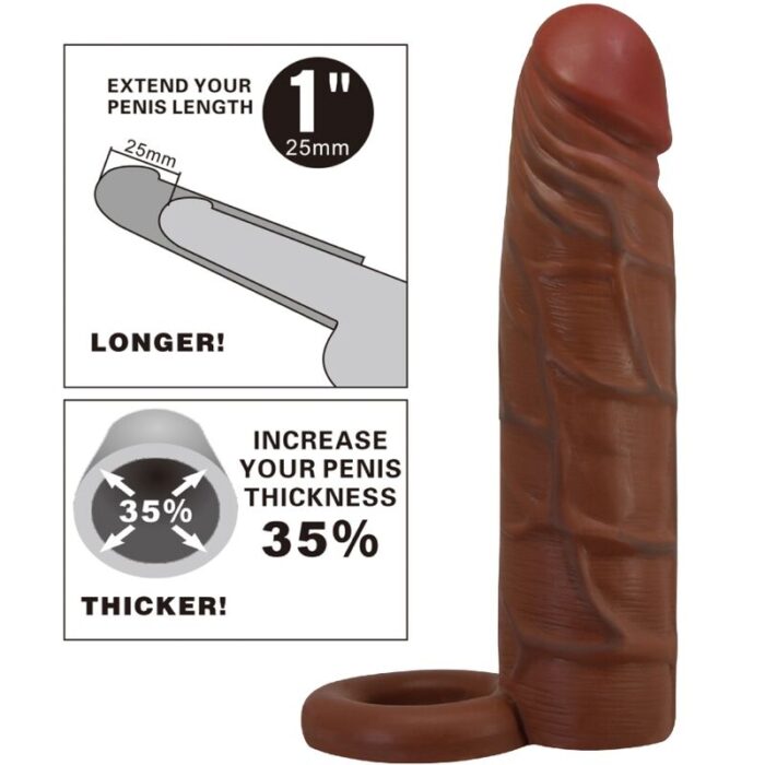PRETTY LOVE - KAILE FUNDA PARA PENE CON EXTENSIÓN DE 2.5 CM MULATO - CandyHot - Foto 6