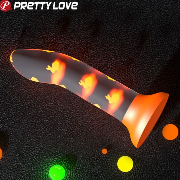 PRETTY LOVE - MAGICAL NIGHTFALL DILDO SIN VIBRACIÓN LUMINOSO NARANJA - CandyHot - Foto 3