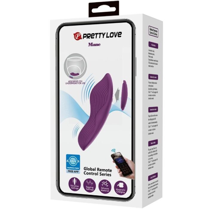 PRETTY LOVE - MANE MASAJEADOR LAY ON CLÍTORIS 10 VIBRACIONES CONTROL REMOTO MORADO - CandyHot - Foto 6