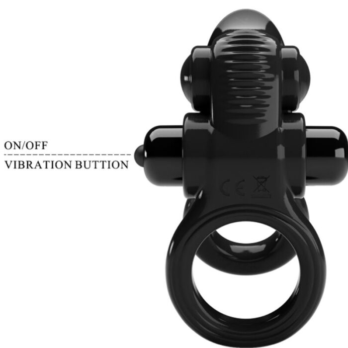 PRETTY LOVE - PASSIONATE RING DOBLE ANILLO VIBRADOR + ESTIMULADOR CLÍTORIS NEGRO - CandyHot - Foto 5