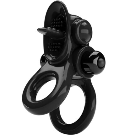 PRETTY LOVE - PASSIONATE RING DOBLE ANILLO VIBRADOR + ESTIMULADOR CLÍTORIS NEGRO - CandyHot - Foto 1