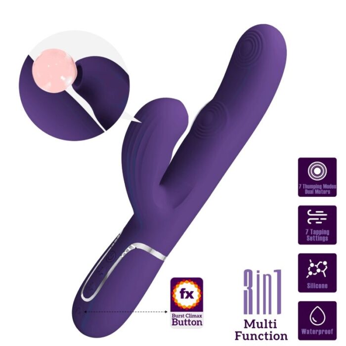 PRETTY LOVE - PERLITA VIBRADOR PUNTO G 3 EN 1 MULTIFUNCIÓN MORADO - CandyHot - Foto 1