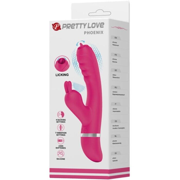 PRETTY LOVE - PHOENIX VIBRADOR RABBIT MULTIFUNCIÓN ROSA - CandyHot - Foto 6