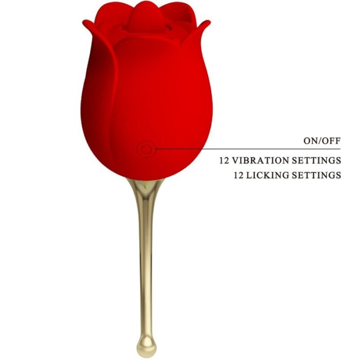 PRETTY LOVE - ROSE LOVER ROSA ESTIMULADORA DE CLÍTORIS 12 VIBRACIONES ROJO - CandyHot - Foto 3