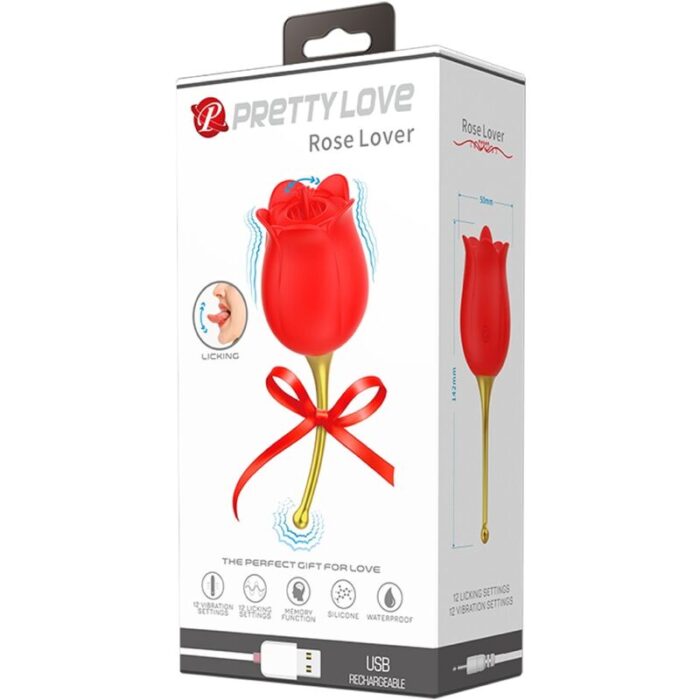 PRETTY LOVE - ROSE LOVER ROSA ESTIMULADORA DE CLÍTORIS 12 VIBRACIONES ROJO - CandyHot - Foto 6